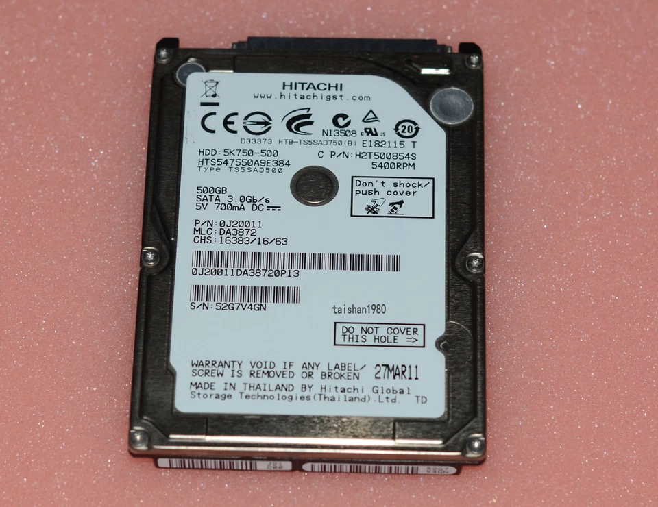 Hitachi HTS547550A9E384 500GB 5400RPM 2.5in Laptop SATA Hard Drive 5K750-500 - Image 2 of 4