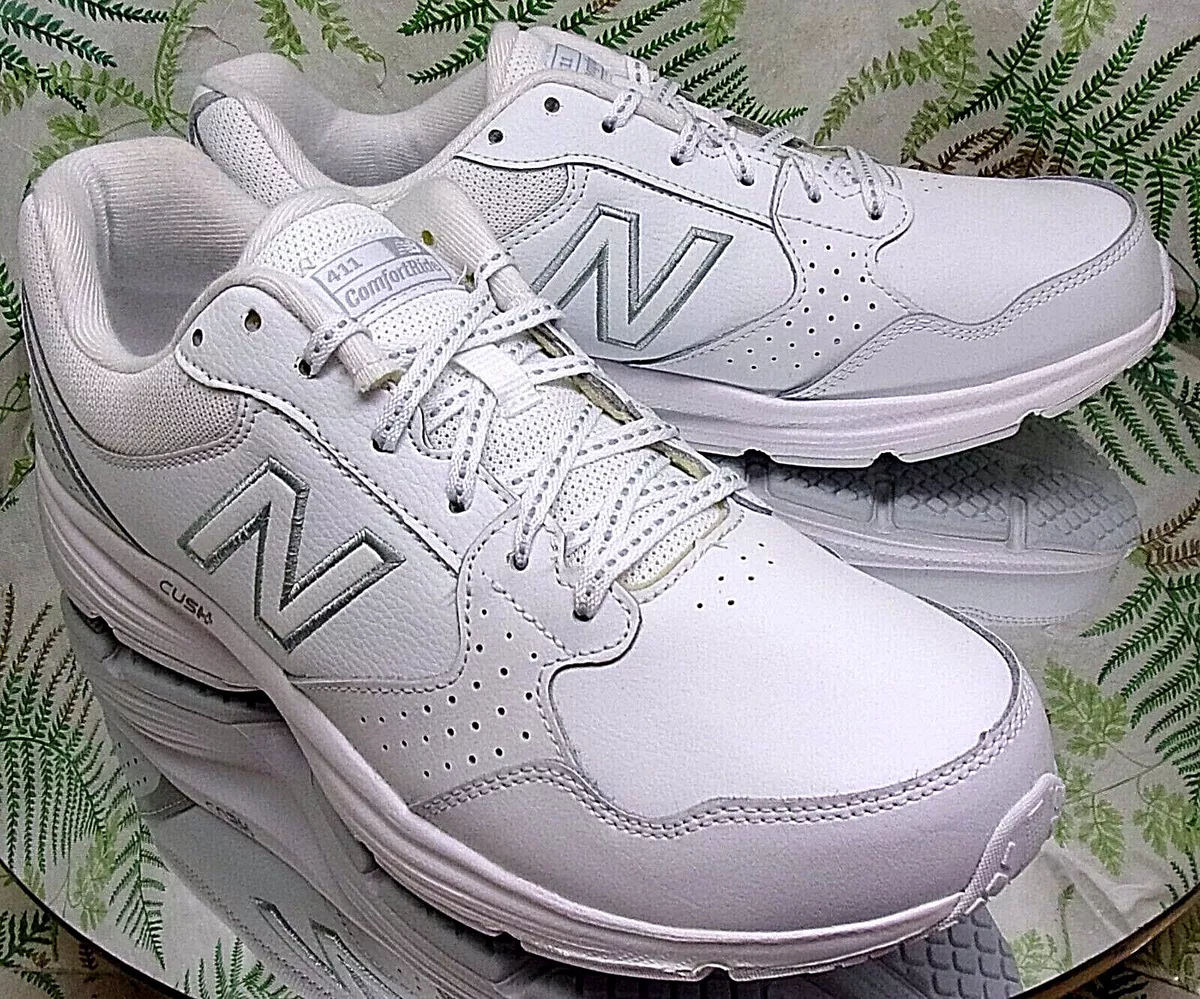 NEW BALANCE 411 V1 WHITE LEATHER SNEAKERS WALKING COMFORT SHOES WOMENS 11 D eBay