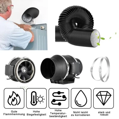 MARKENLOS 100/125/150mm Rohrventilator Abluftventilator / Abluftschlauch für Growzelt DE