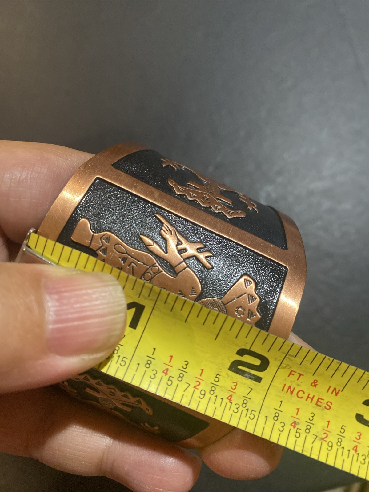 Vintage Solid Copper Bracelet Cuff Native America… - image 7