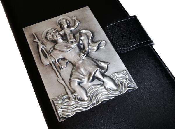 Sankt Christophorus 3D Relief Metall Plakette St. Christopherus Emblem 6,5 Cm-image