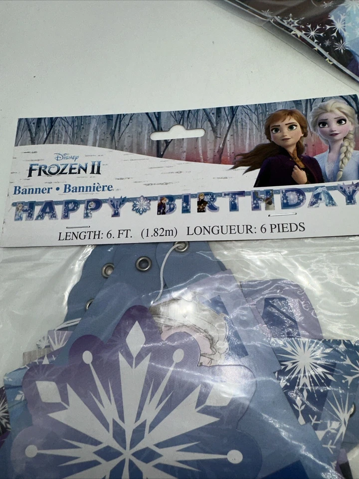 Disney’s Frozen II Birthday Party Decorations Set 8pc , Happy B’day Banner+ More - Image 4 of 4