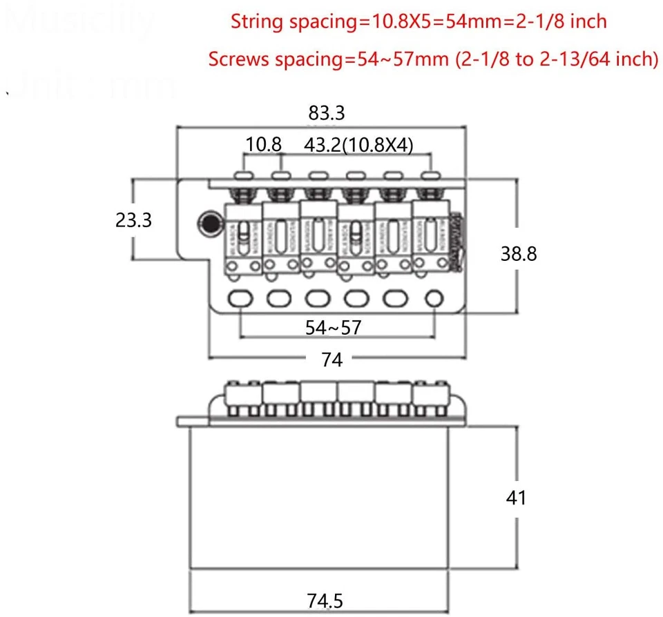 Ponte Wilkinson WV6 5+1 Stratocaster 6 Viti Vintage Tremolo Vibrato + accessori - Immagine 3 di 4