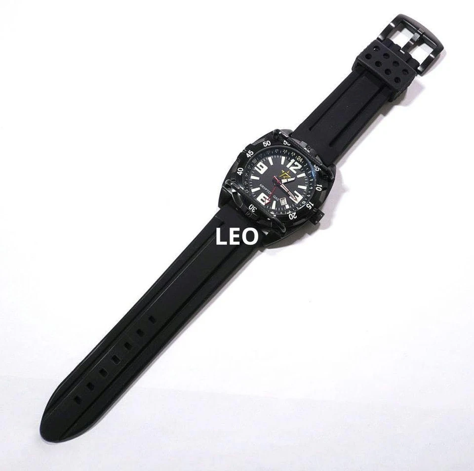 ROGUE WARRIOR Hombre Cuarzo Redondo Negro Hecho en Japón Con Caja Analógica Foto 3 de 4