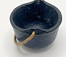 Vintage Dollhouse Miniature Rustic Cast Iron Kettle, Cauldron, Pot 3 Legs Handle
