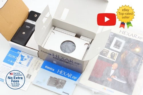 [All Unused in Box w/ Flash] Konica Hexar RF Black 35mm Film Camera From JAPAN