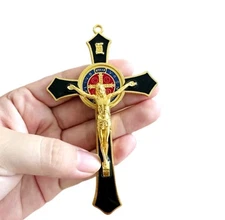 St Benedict Crucifix Black Crucifix Wall Cross Catholic Decor Medalla San Benito