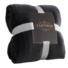 Large Black Flannel Fleece Throw Blanket 50x70 Inch Cozy Lightweight Thick Bed