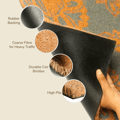 Coir Door Mat Entryway Floor Mats with Non Slip PVC Backing Indoor Outdoor Mat - Picture 4 of 6