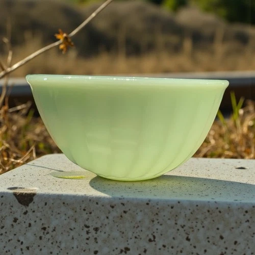 Vintage Jadite Fire King 6” Across Top Swirl Nesting Bowl USA Celadon MCM EUC