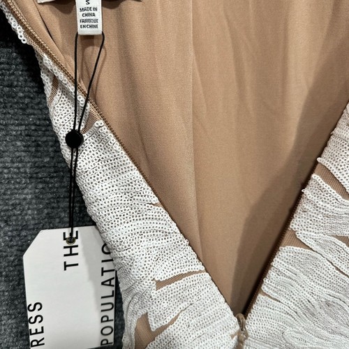 Dress the Population NWT Marcella dress SMALL nude white sequins cap sleeve prom - Picture 9 of 16