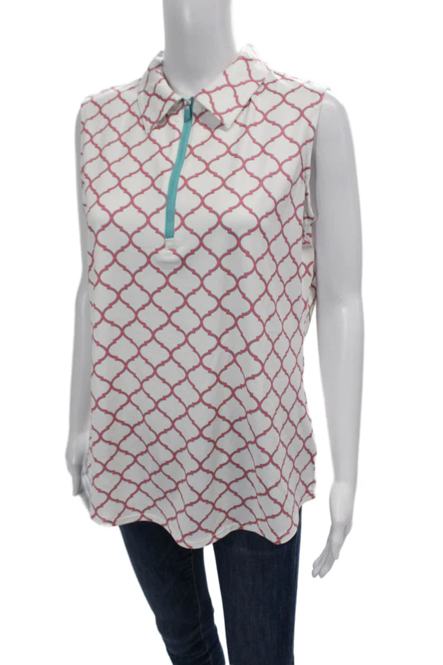 Blusa sin mangas JoFit para mujer con estampado de cremallera texturizada blanca talla L Foto 2 de 4