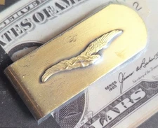 Skoal Brass Money Clip Vintage Soaring Eagle NIP