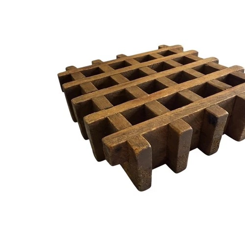 MCM Vintage Teak Wood Trivet Lattice Waffle Square Danish 6"x 6" Handmade Modern image 3