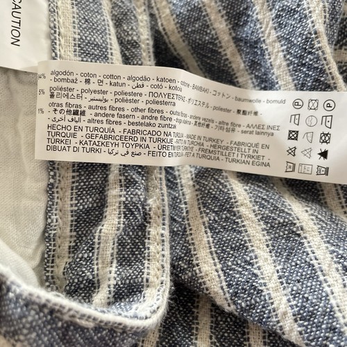 Pantalones al tobillo Zara para mujer cintura alta a rayas ajustados cónicos costa viaje azul 32 - Imagen 8 de 8