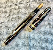 Parker Vacmatic Striped Duofold Senior Red Celluloid Fountain Pen 14k Nib AS IS