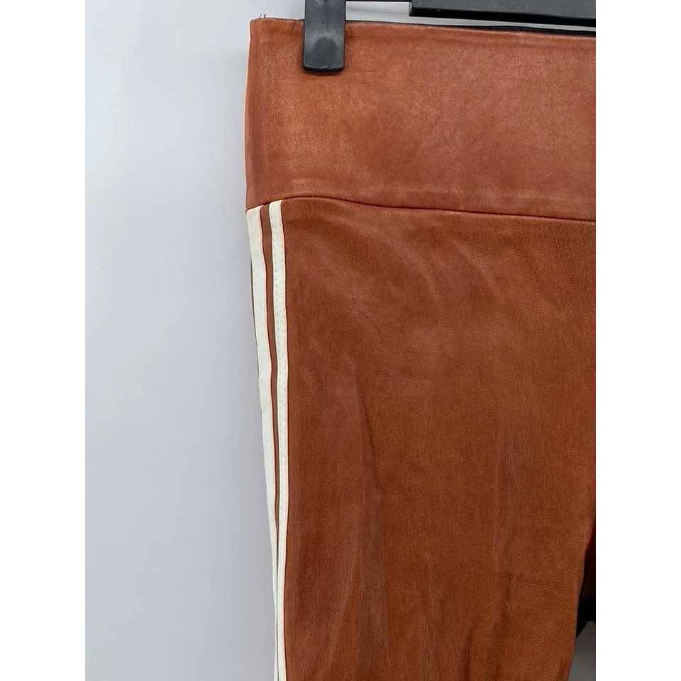 SPRWMN Mujer Blanco Coñac Atlético Rayas Capri Cuero Leggings Talla S Foto 4 de 4
