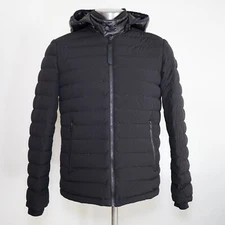 Moose Knuckles Mens Black Rock Goose Down Removeable Hood Quilted Jacket Size M