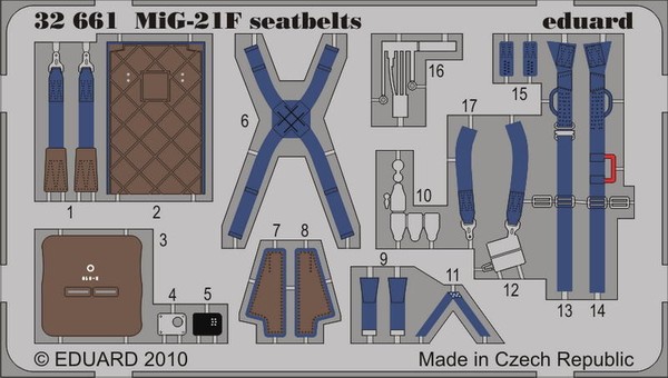 Eduard - Mig-21F KM1 Seatbelts Sitz-Gurte ÄTzteile ÄTzsatz 1:32 Trumpeter Neu-image