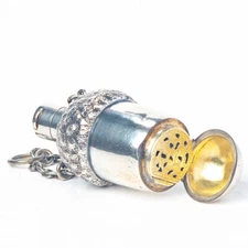 Sampson Mordan Acorn Form Novelty Silver Combination Vinaigrette Scent Bottle