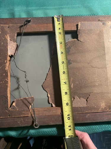 Antique Mirror Pie Crust Edging VTG Oak Frame ArtDeco Collectible Mid Cent - Picture 7 of 8
