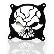 Custom 140mm FRACTURED SKULL Computer Fan Grill Gloss Black Acrylic Cooling Mod