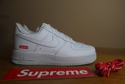 Size 8 - Nike Air Force 1 x Supreme Low Box Logo - White | eBay