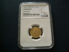 George IV 1827 Gold Half Sovereign S.3804 EF+ grade NGC slabbed, cleaned