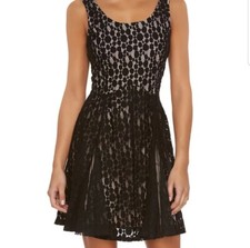 NWT Black Lace Polka Dot Overlay Lined Sleeveless Dress - Juniors' Size Medium