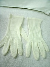Vintage Ladies Gloves--White Nylon Mesh--Over the Wrist--1950-60's --Sz.6 1/2-7
