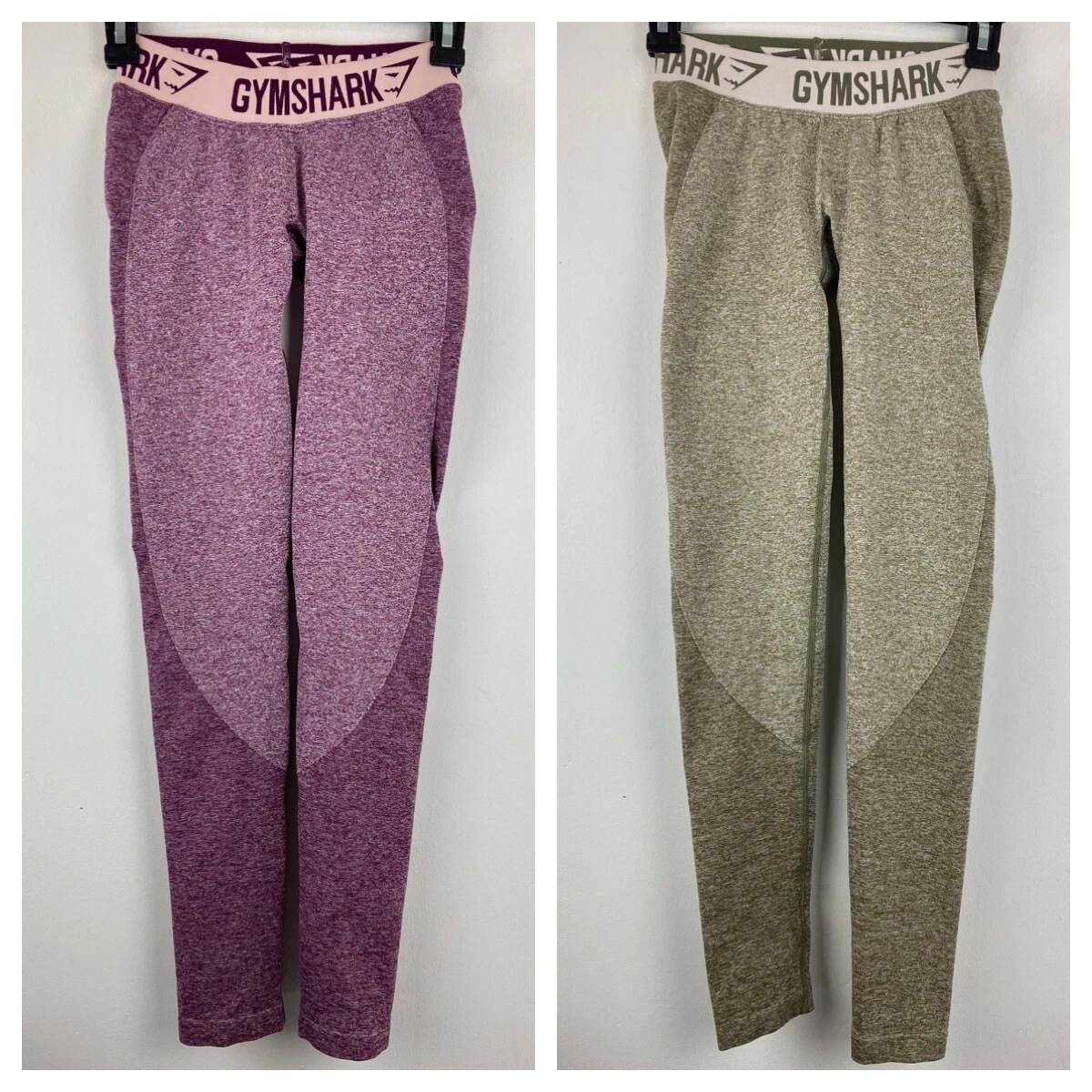 2) Gymshark size XS Women's Purple & Green Athletic Activewear Flex  Leggings