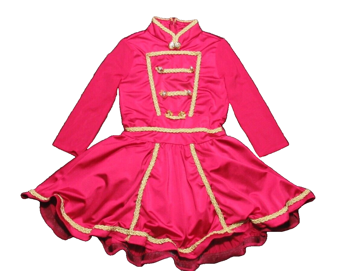 Weissman Toy Soldier Dance Costume Size LC Red dress w/ Gold | Nylon Spandex