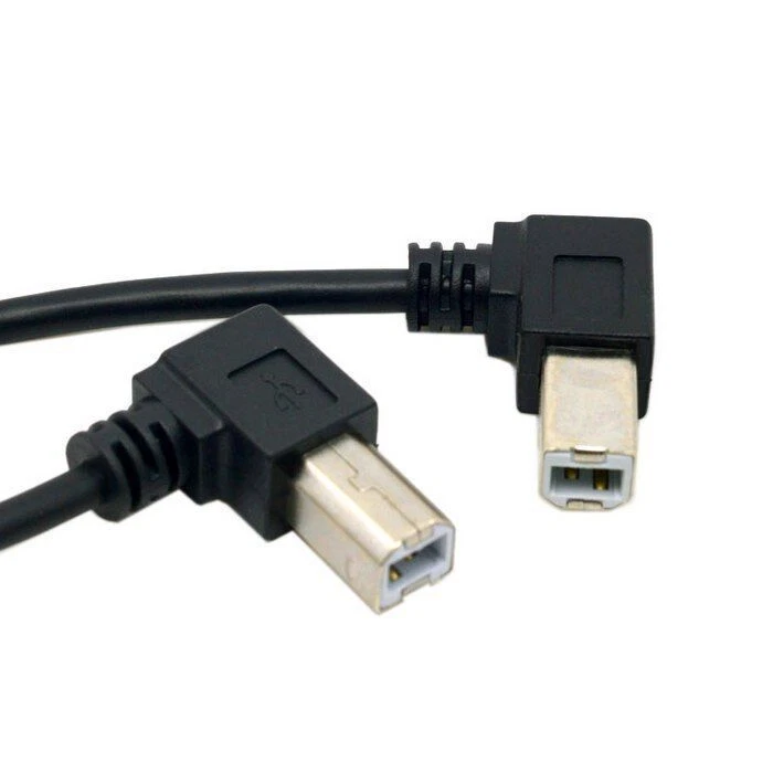 2pcs 90D Left & Right Angled USB B Type Male to Female Extension Cable Screws - Image 4 of 4