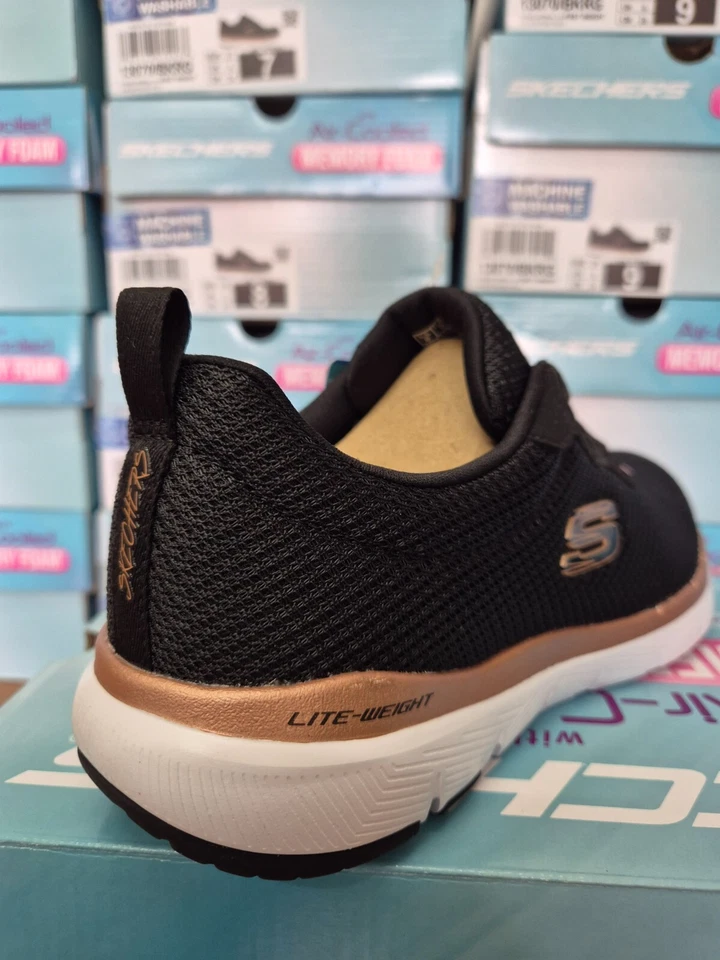 SKECHERS WOMENS SHOES BLACK LADIES LACE SKETCHERS MEMORY FOAM WALKING TRAINERS - Image 4 of 4