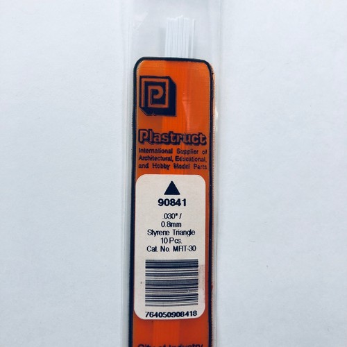 Varilla triangular de estireno Plastruct 10 pulgadas 25,4 cm .030 pulgadas .07 cm paquete (10) 90841 | Condition: New