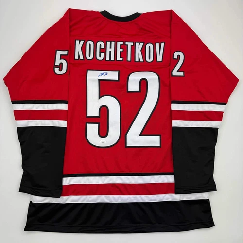 Autographed/Signed Pyotr Kochetkov Carolina Red Hockey Jersey JSA COA