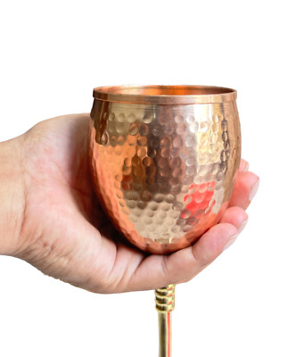 Arsh Handmade Copper Hammered Wine Glass 2 Piece 8 Cm X 8 Cm X 23 Cm Rose Gold