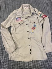 BOY SCOUT Official SHIRT Boy / Youth Tan Long Sleeve Sz 16