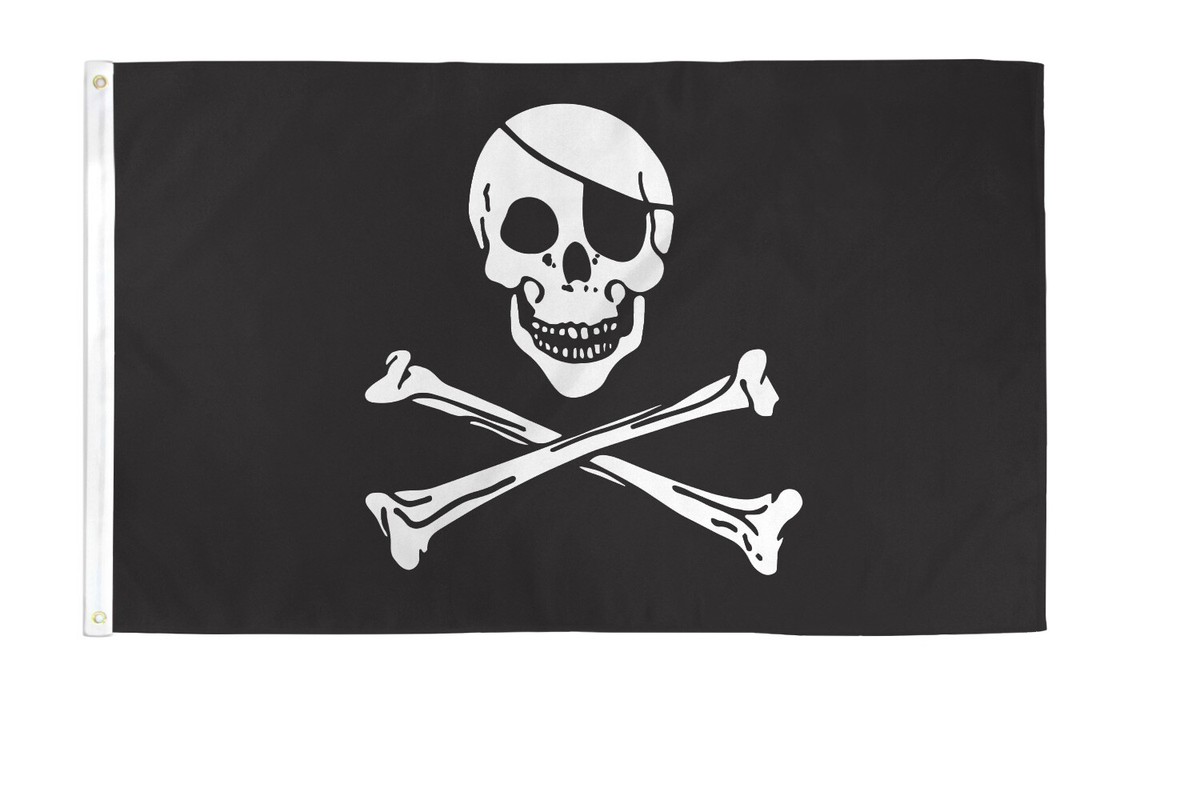 Skull And Crossbones Pirate Hand Waving Flag 6x4 Inches - Small UK-Made Decorative Pirate Flag