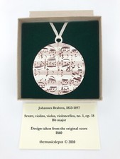 Music Manuscript Holiday Ornament, Brahms Music Christmas Tree Ornament, USAmade