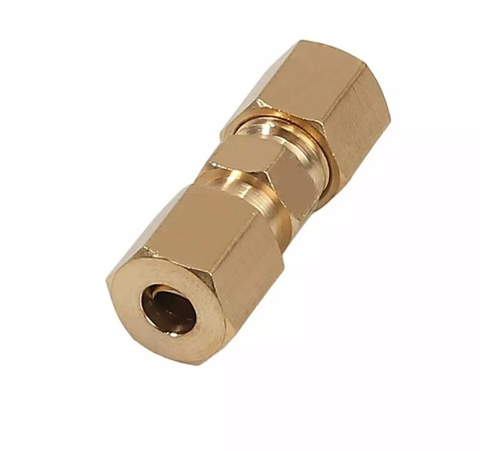 (5 PCS) Straight Brass Brake Line Compression Fitting Unions For OD
