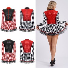 Womens Dress Mini Costume Uniforms Speed Car Driver Racer Halloween Fancy Tutu