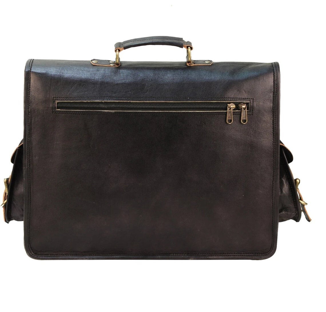 Genuine Black Leather Men's LARGE Messenger Briefcase Travel Laptop Shoulder Bag
