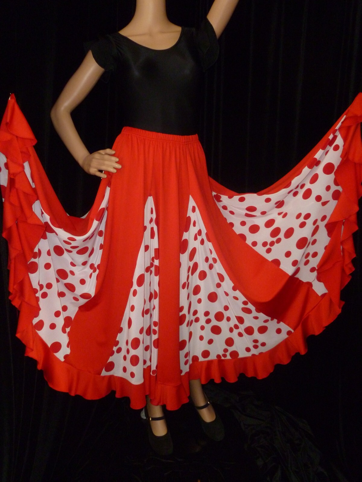 Falda Flamenca Roja y Blanca Lunares Cintura Elástica *NUEVA*