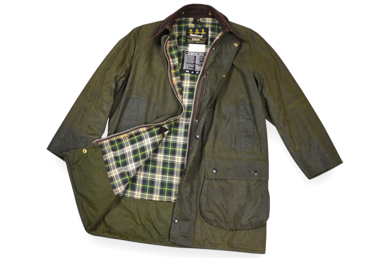 Men's Barbour Border Vintage A200 Wax Jacket Green England Size C40 102cm