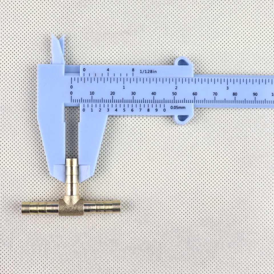 5Pcs Brass Hose Barb Fitting Pipe Tubing Splicer Fuel Water Gas Tee3 Way 1/4"6mm - Image 3 of 4