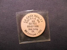 Simi Valley, California Wooden Nickel Token - La Casa Realty Wooden Nickel Coin