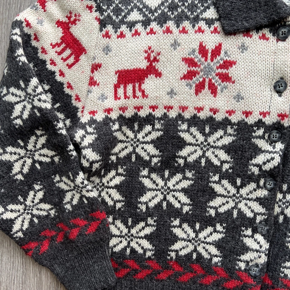 80 年代 限量北欧毛衣羊毛混纺雪花/驯鹿纽扣 M 意大利 — 第 3/4 张图片