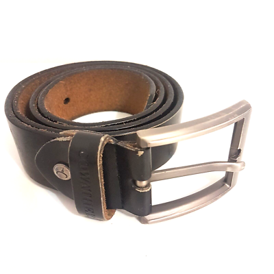 Vintage COWETHER Leather Belt Rare Buckle Black Men 32 display picture 1