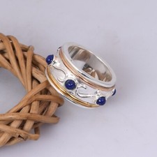 Lapis Spinner Ring 925 Sterling Silver Ring for Women, Meditation Fidget Ring